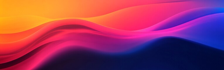 Poster - Vibrant abstract waves blending colors of orange, pink, and blue in a smooth, flowing design suitable for backgrounds or digital art
