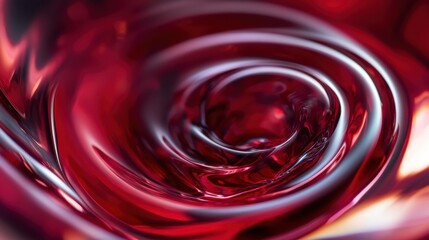 Poster - Swirling crimson liquid in a glass creating mesmerizing patterns under soft lighting