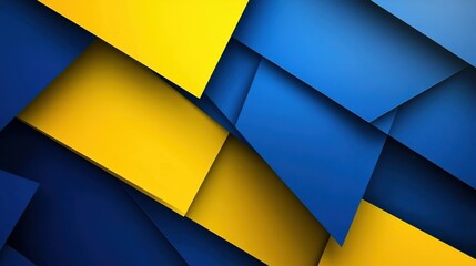 Leinwandbilder - Layers of vibrant blue and yellow paper arranged artistically showcasing modern design and color contrast in graphic art