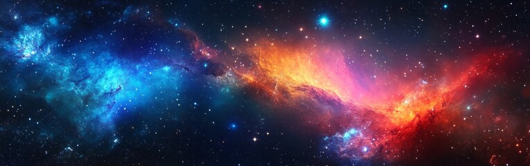 Aufkleber - An expansive view of a colorful galaxy filled with vibrant stars and cosmic dust creating a stunning celestial display