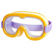 © Andrey - The illustration shows yellow safety glasses with a purple strap, showcasing the bright colors and rounded design of today's safety accessories for builders and other craftsmen.