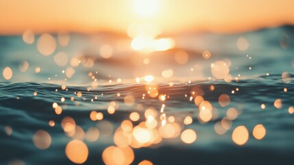 Wall Mural - golden sunlight dances on the ocean's surface as waves gently reflect the brilliant colors of dusk