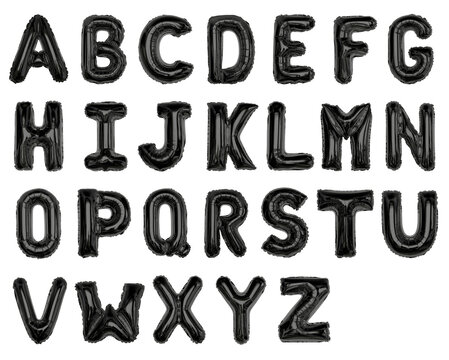 Letter png stickers, A to Z foil balloon alphabet set, transparent background
