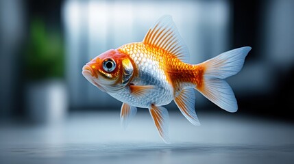 Goldfish Swimming in a Bright and Modern Space