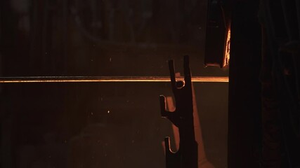 Poster - A captivating and mysterious industrial scene filled with glowing elements all around. Stock Clip