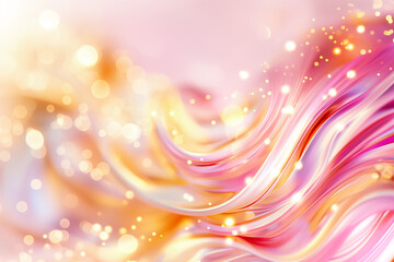 Poster - A dynamic background design showcases smooth, flowing waves in shades of pink and gold, accented by a gentle scattering of glimmering lights, creating an uplifting atmosphere