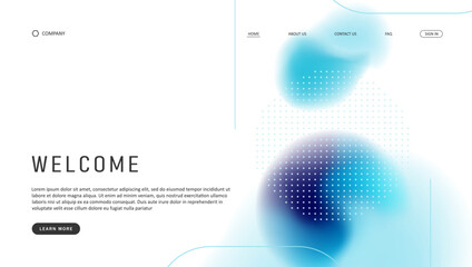 Fototapete - Abstract wave futuristic design of landing page. retro gradient mesh website design