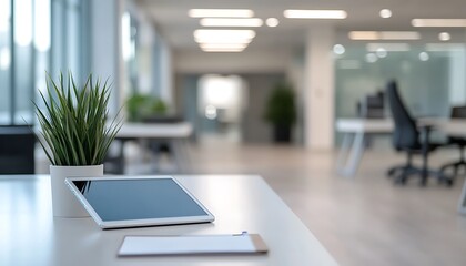 Wall Mural - White Tablet on a Desk in a Modern Office