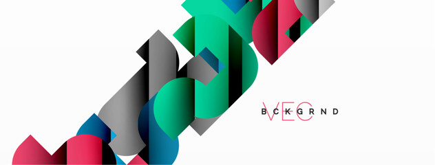Aufkleber - Abstract background. Colorful geometric curve shapes with black shadow lines effects
