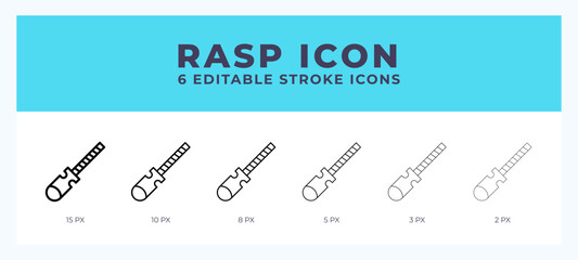 Sticker - Rasp icon with different stroke. Editable stroke. Vector illustration.