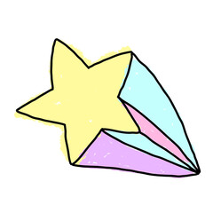 Wall Mural - pastel shooting star doodle sticker with a white border design element