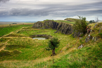 Wall Mural - crags at walltown below hadrian's wall, a world heritage site in the beautiful northumberland nation