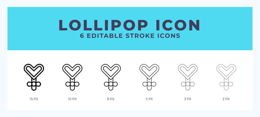 Sticker - Lollipop icon symbol. Outline. Lineal icon with editable stroke.