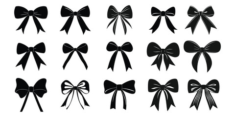 Elegant Black Ribbon Bows Collection – Vector Set