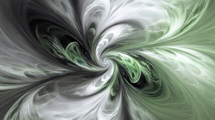 Canvas Print - Abstract swirling design in shades of green and gray, creating a dynamic visual effect.