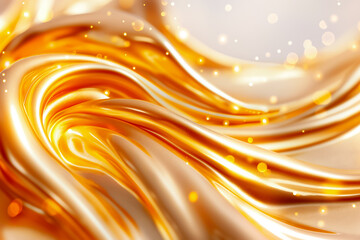 Poster - The smooth golden waves create a captivating flow, enhanced by soft light reflections that add a luxurious touch perfect for digital wallpaper or backgrounds