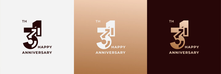 Logo 31th, 31 years anniversary, design template for celebration, birthday, greeting and invitation. Editable file