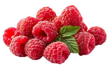 Wall Mural - Ripe red raspberries with delicate texture, isolated on a transparent background, PNG file.