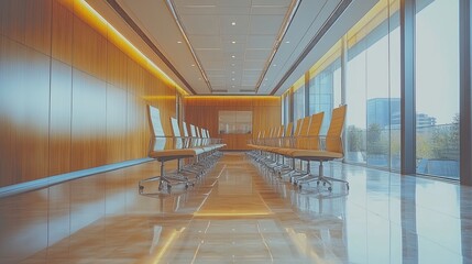 Wall Mural - Business professionals engage in discussions within a conference room, underscoring the importance of meetings for strategic planning.