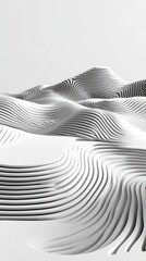 Wall Mural - Abstract landscape with wavy lines and gradients in monochrome tones.