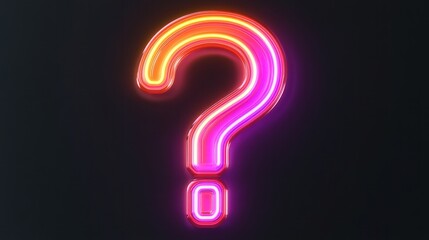 Canvas Print - neon curiosity, a vivid abstract representation of a question mark in bright neon hues, capturing th