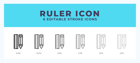 Wall Mural - Ruler icon. Outline. Lineal icon symbol vector. Black outline.