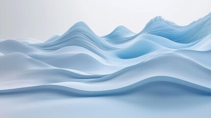 Sticker - A serene landscape of soft, flowing blue waves resembling undulating hills.