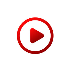 Poster - Red minimalist play button icon. Simple red play button.