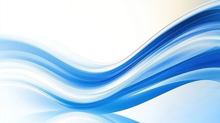 Poster - Abstract blue wave design with smooth gradients and light background.