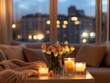 © Kenny - Cozy evening with candles and tulips in a modern apartment setting