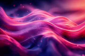 Poster - A captivating abstract design showcases fluid waves in rich purple and pink tones, accented by sparkling particles, ideal for enhancing digital spaces and wallpapers