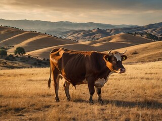 Wall Mural - cow in the field