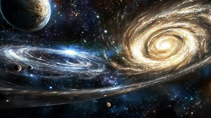 Wall Mural - mystical galaxies celestial bodies in starry space