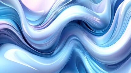 Canvas Print - A smooth, flowing abstract design in shades of blue and white, evoking tranquility.