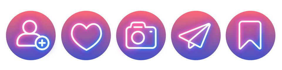 Wall Mural - line neon icon png element set on transparent background