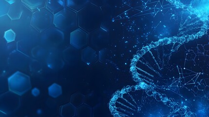 Poster - Abstract Digital Representation of a DNA Strand with a Hexagon Pattern Background