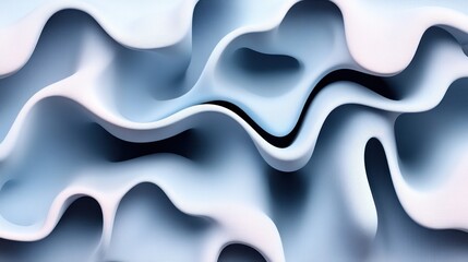 Wall Mural - An abstract design featuring flowing waves in shades of blue and white.