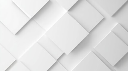 Poster - Abstract White Geometric Shapes Overlapping and Shifting