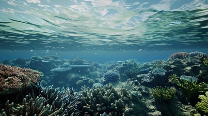 Sticker - Vibrant Underwater Coral Reef Scene