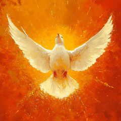 Wall Mural - Graphic and biblical representation of the Holy Spirit in the form of a dove. AI generativ.