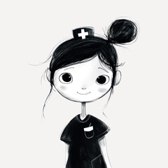 Poster - Cute nurse cartoon character illustration