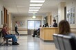 © Dani - People sit quietly in a hospital waiting room near the reception area, some absorbed in their phones, others glancing around. The atmosphere is tense yet hopeful, filled with anticipation.