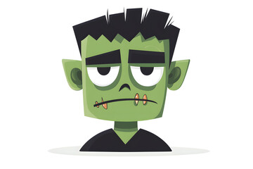 Wall Mural - Cute Cartoon Halloween Frankenstein Monster Character isolated on white background