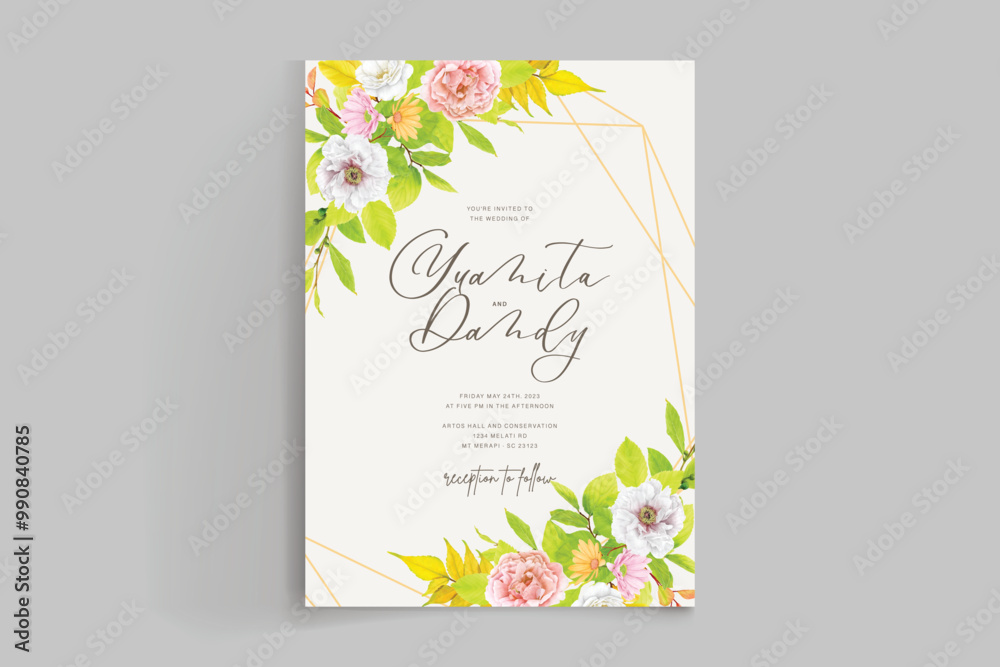 floral ornament wedding invitation card design Stock Vector | Adobe Stock