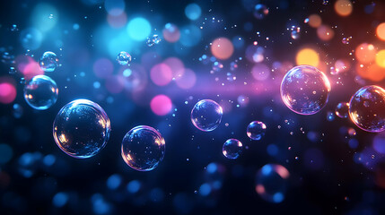 Poster - Abstract bubbles floating in colorful light, creating a vibrant and dynamic background.