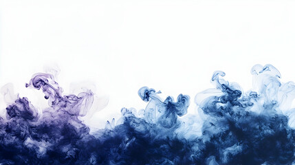 Poster - Abstract smoke in shades of blue and purple, swirling gracefully against a white background.