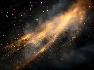 Poster - Abstract shimmering light particles on a dark background, creating a magical and ethereal atmosphere.