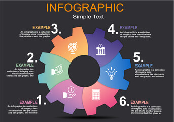 Poster - vector illustration of gear infographic with segments showing growth stages for presentation, manage