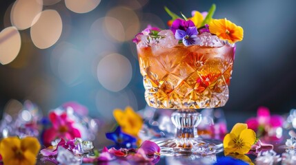 Artfully Presented Cocktail with Colorful Garnish