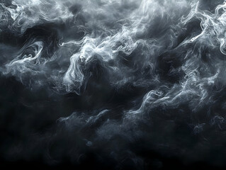 Poster - Dark smoke swirling gracefully against a black backdrop, creating an abstract and atmospheric effect.